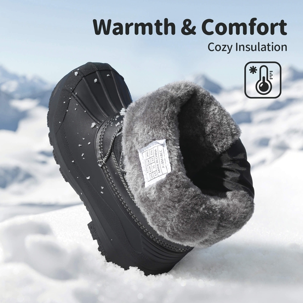 Kids Waterproof Shell Bottom Snow Boots - BLACK - 2